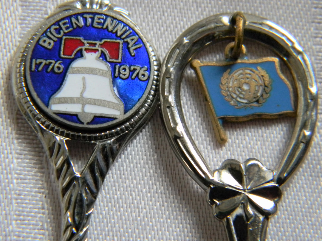 h616 Set of 4 Collectible Spoons Birth of a nation, Freedom Train, UN, Bicentenl
