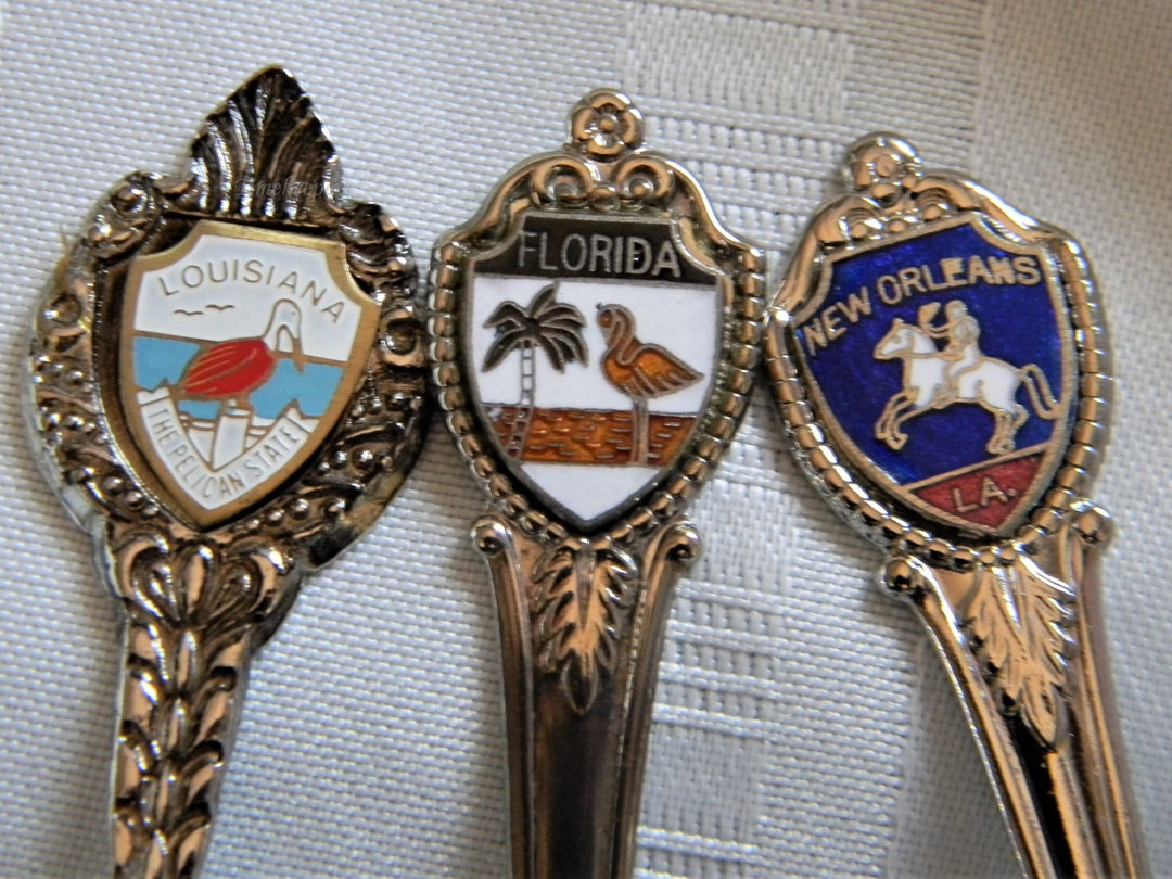 h618 Set of 3 vintage Collectible Spoons Louisiana Florida New Orleans