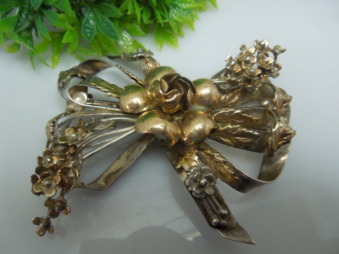 q226 Vintage 14k Gold Filled On Sterling Beautiful Pin/Charm/Brooch