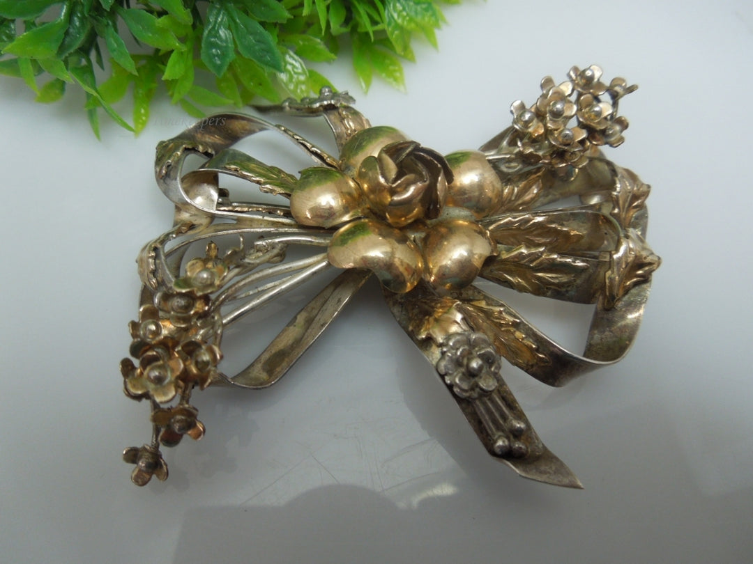 q226 Vintage 14k Gold Filled On Sterling Beautiful Pin/Charm/Brooch