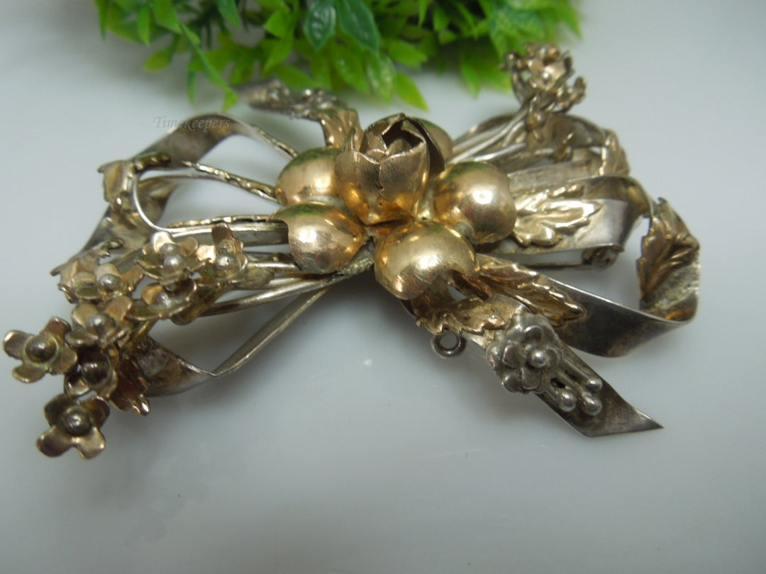 q226 Vintage 14k Gold Filled On Sterling Beautiful Pin/Charm/Brooch