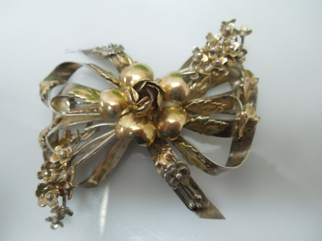 q226 Vintage 14k Gold Filled On Sterling Beautiful Pin/Charm/Brooch