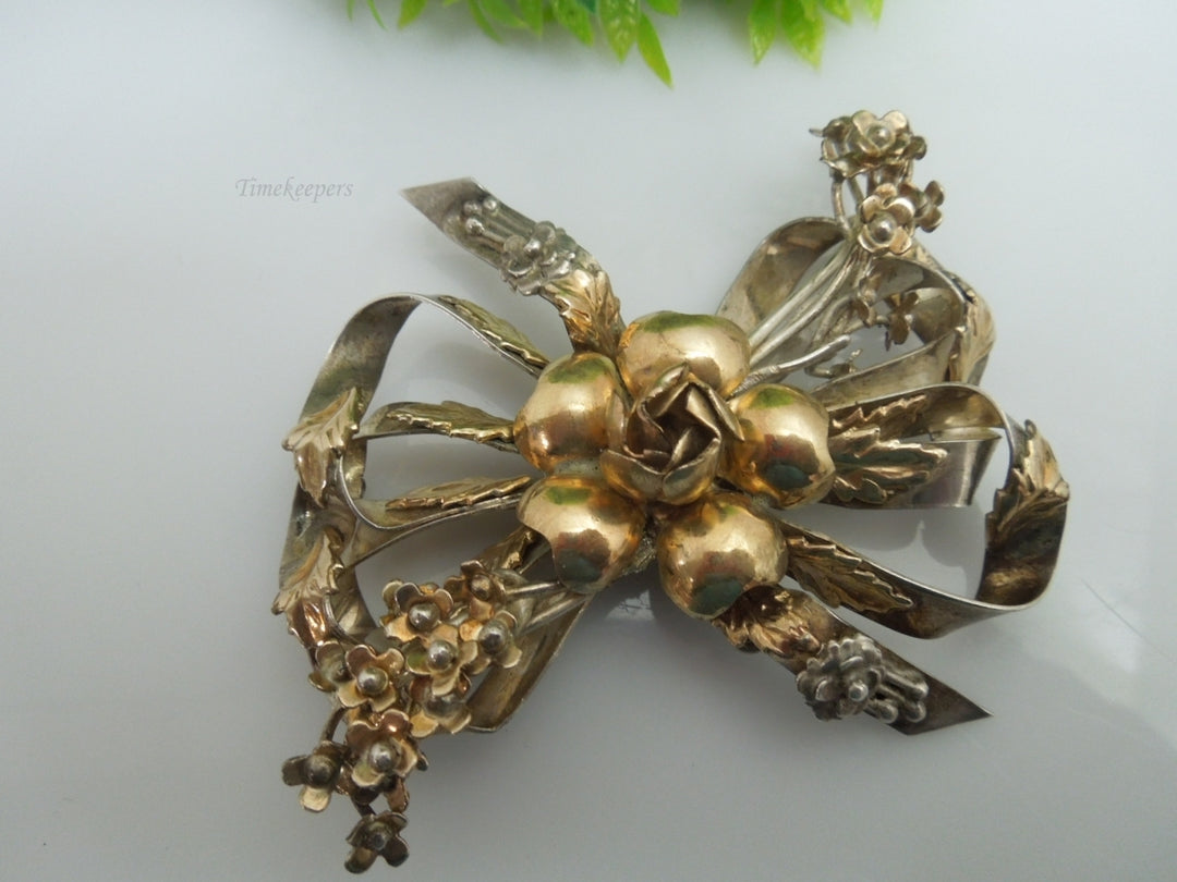 q226 Vintage 14k Gold Filled On Sterling Beautiful Pin/Charm/Brooch