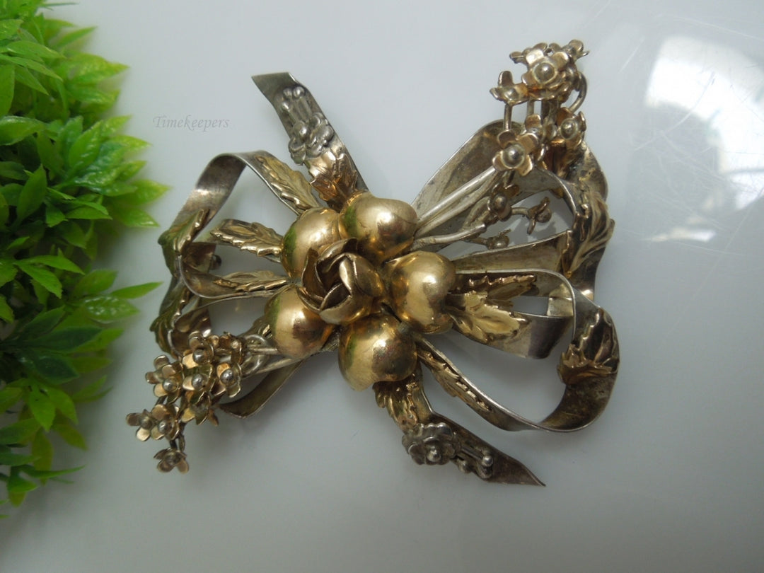 q226 Vintage 14k Gold Filled On Sterling Beautiful Pin/Charm/Brooch