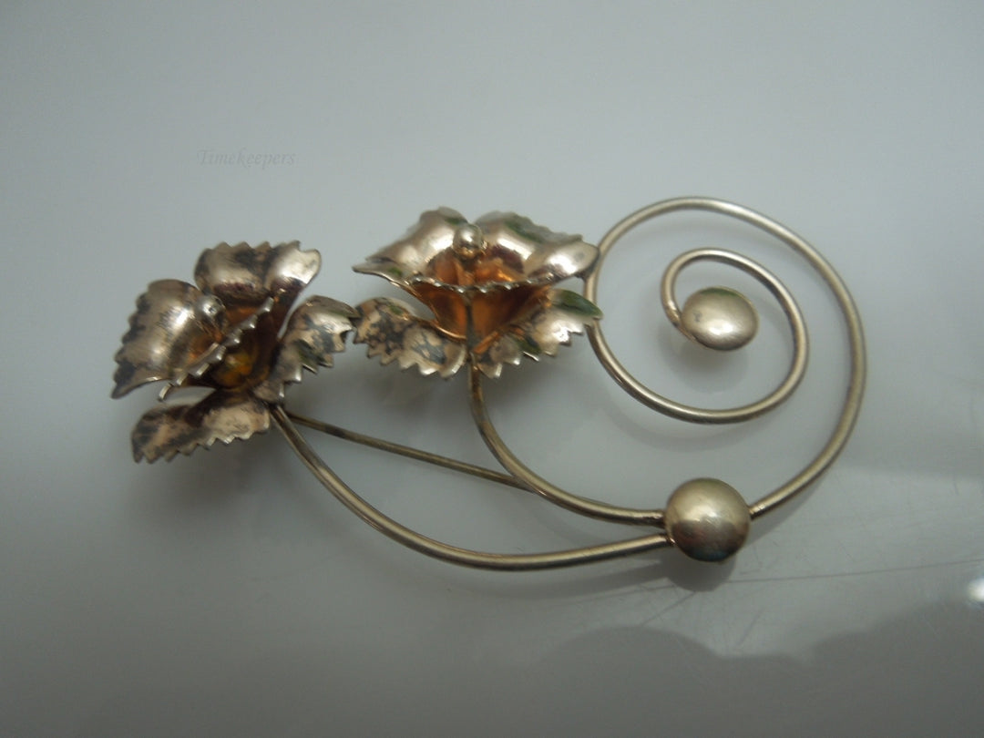 q223 Vintage Sterling Silver Floral Pin/Brooch/Charm