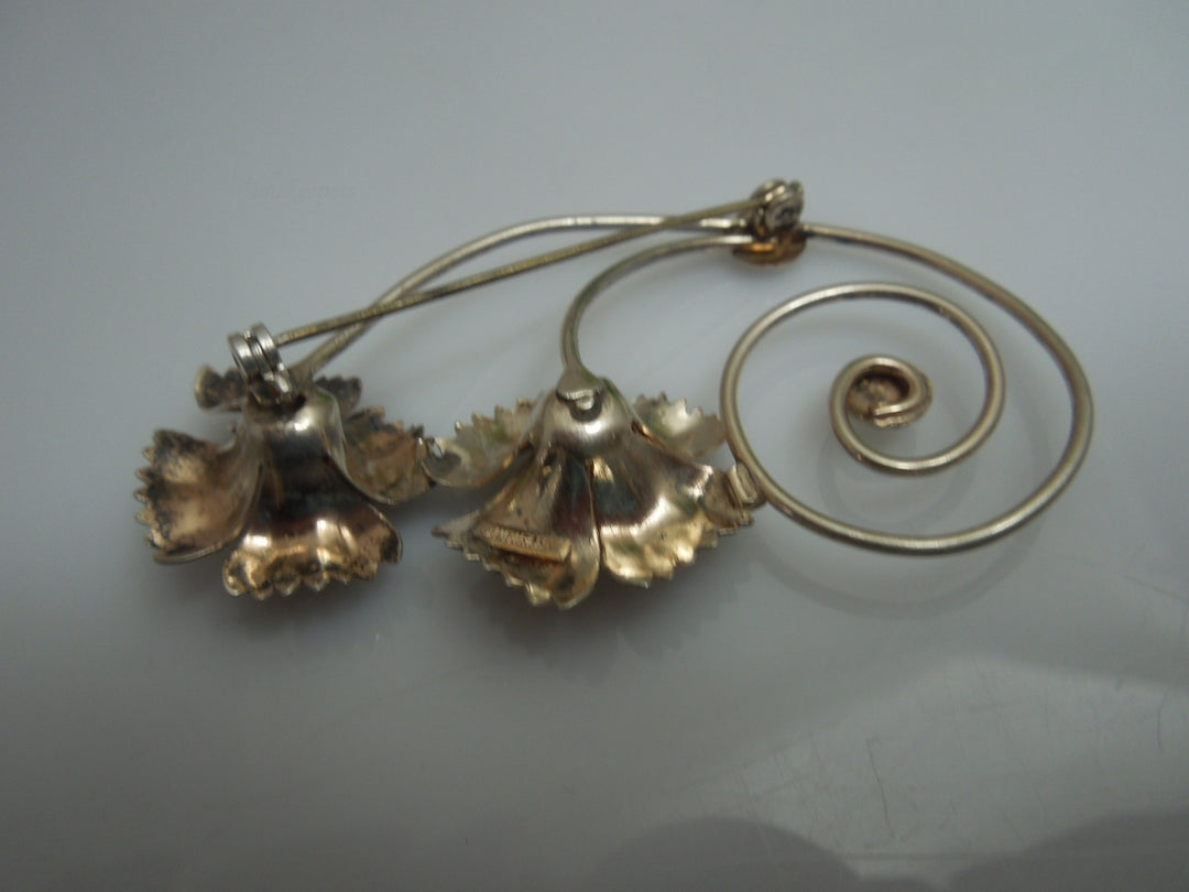 q223 Vintage Sterling Silver Floral Pin/Brooch/Charm