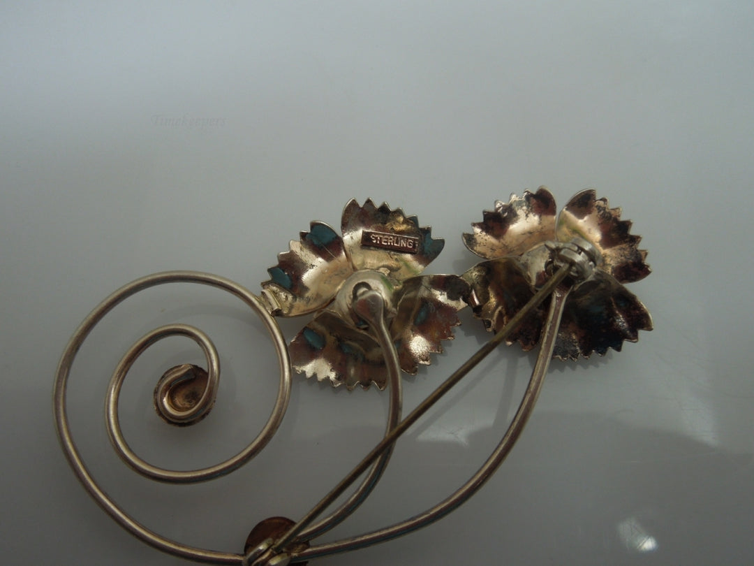 q223 Vintage Sterling Silver Floral Pin/Brooch/Charm