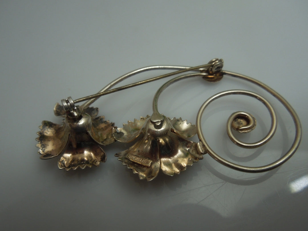 q223 Vintage Sterling Silver Floral Pin/Brooch/Charm