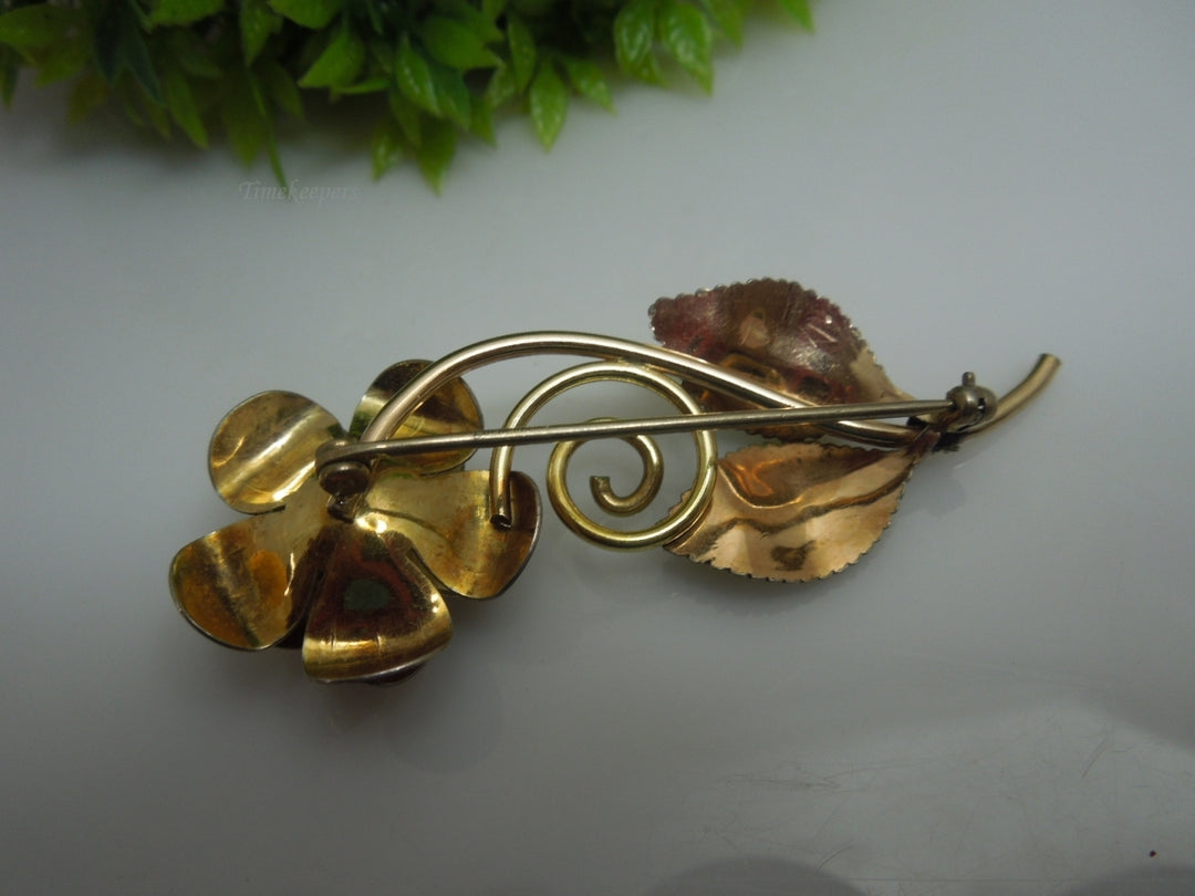 q225 Vintage Krementz Rose & Yellow Gold Tone Rose Pin or Brooch/Dress Pin/Sweater Brooch