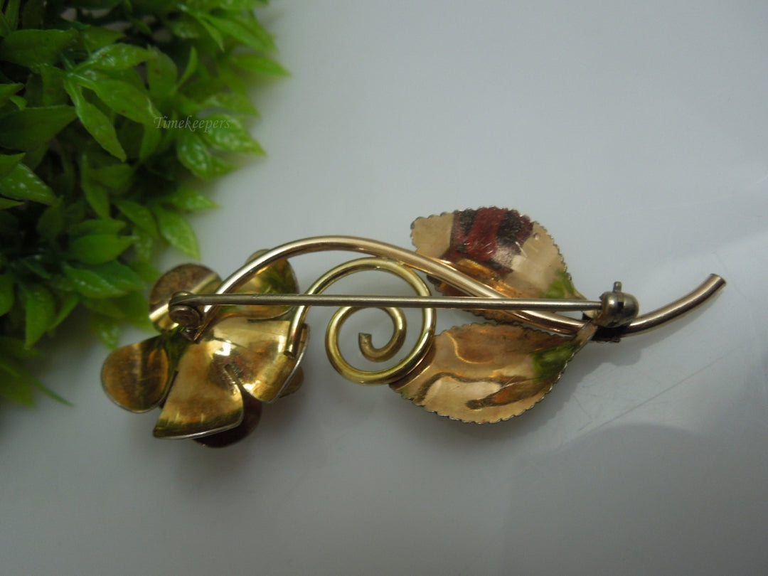 q225 Vintage Krementz Rose & Yellow Gold Tone Rose Pin or Brooch/Dress Pin/Sweater Brooch