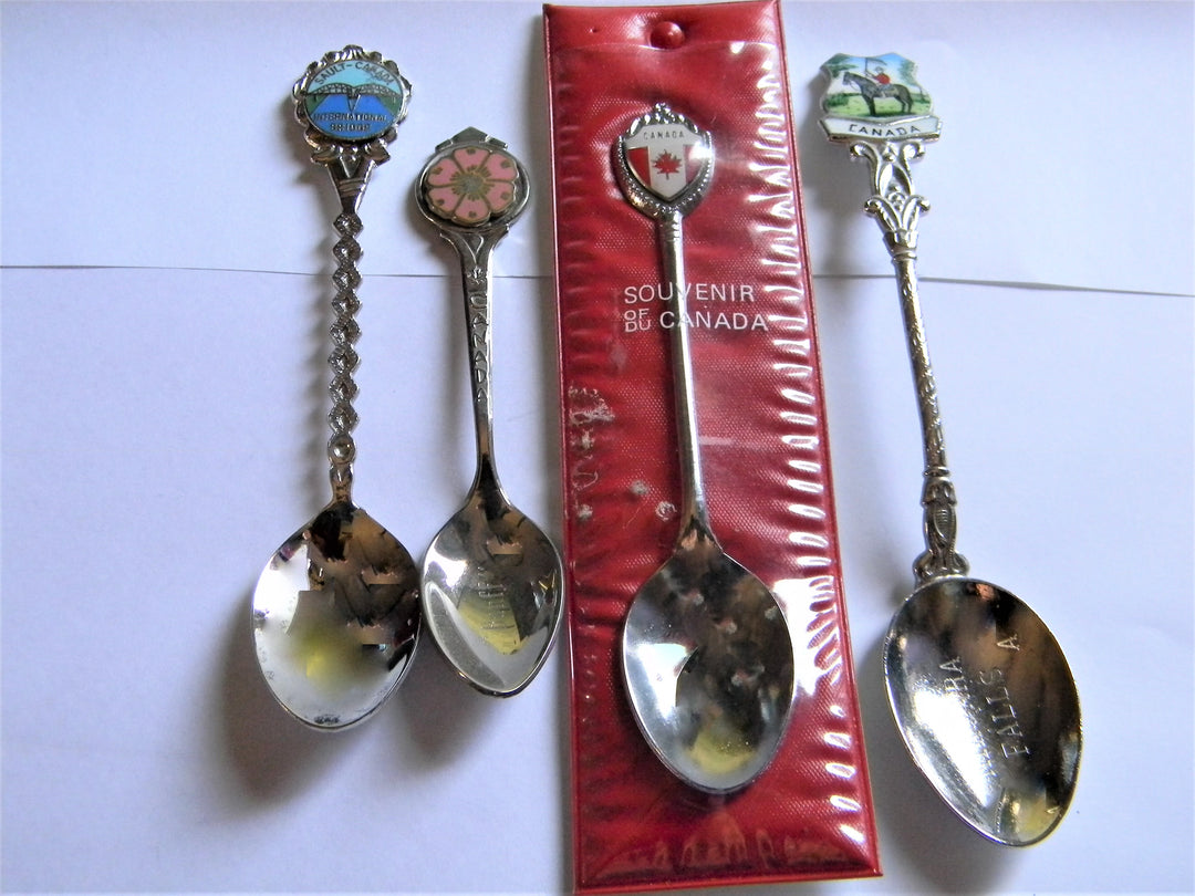 h629 Set of 4 Vintage Collectible Spoons From Canada