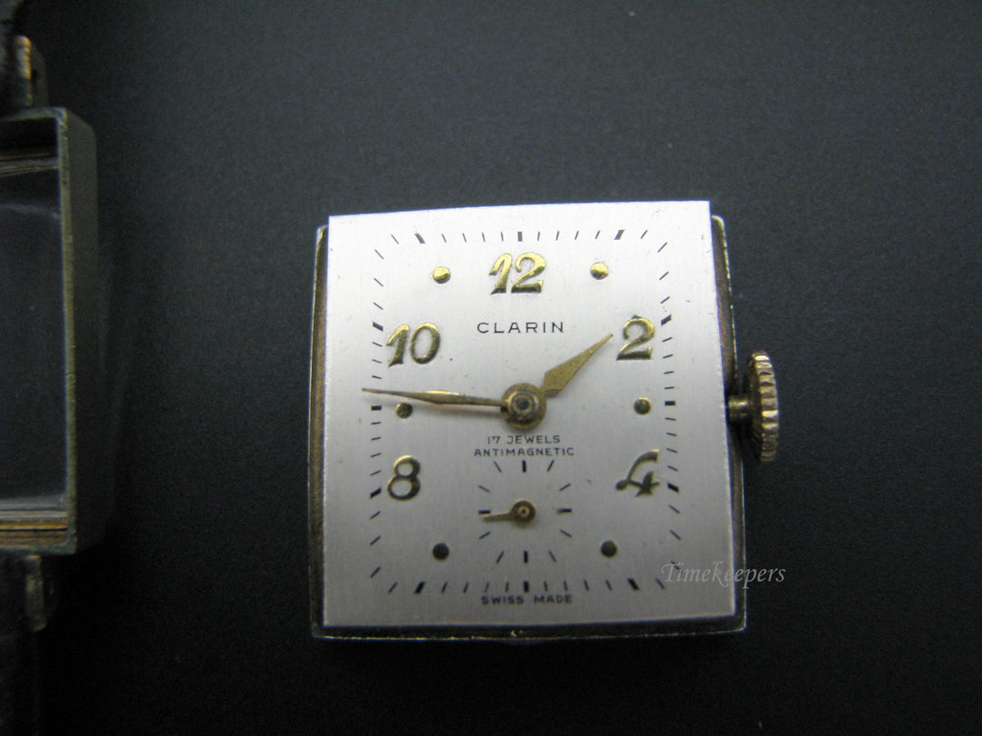 c758 Nice Vintage Clarin Gold Tone Mechanical Wrist Watch 1950's