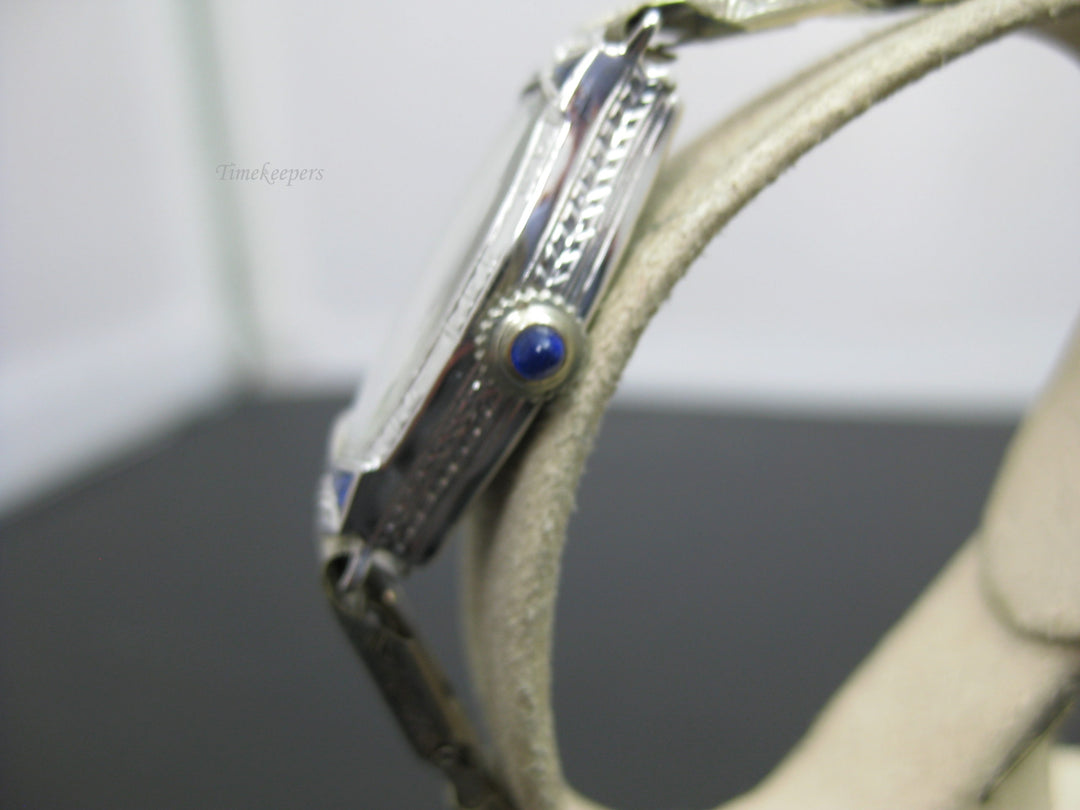 h506 Gorgeous Vintage 14k White Gold 1930s Vanburen Diamond &amp; Sapphire Watch