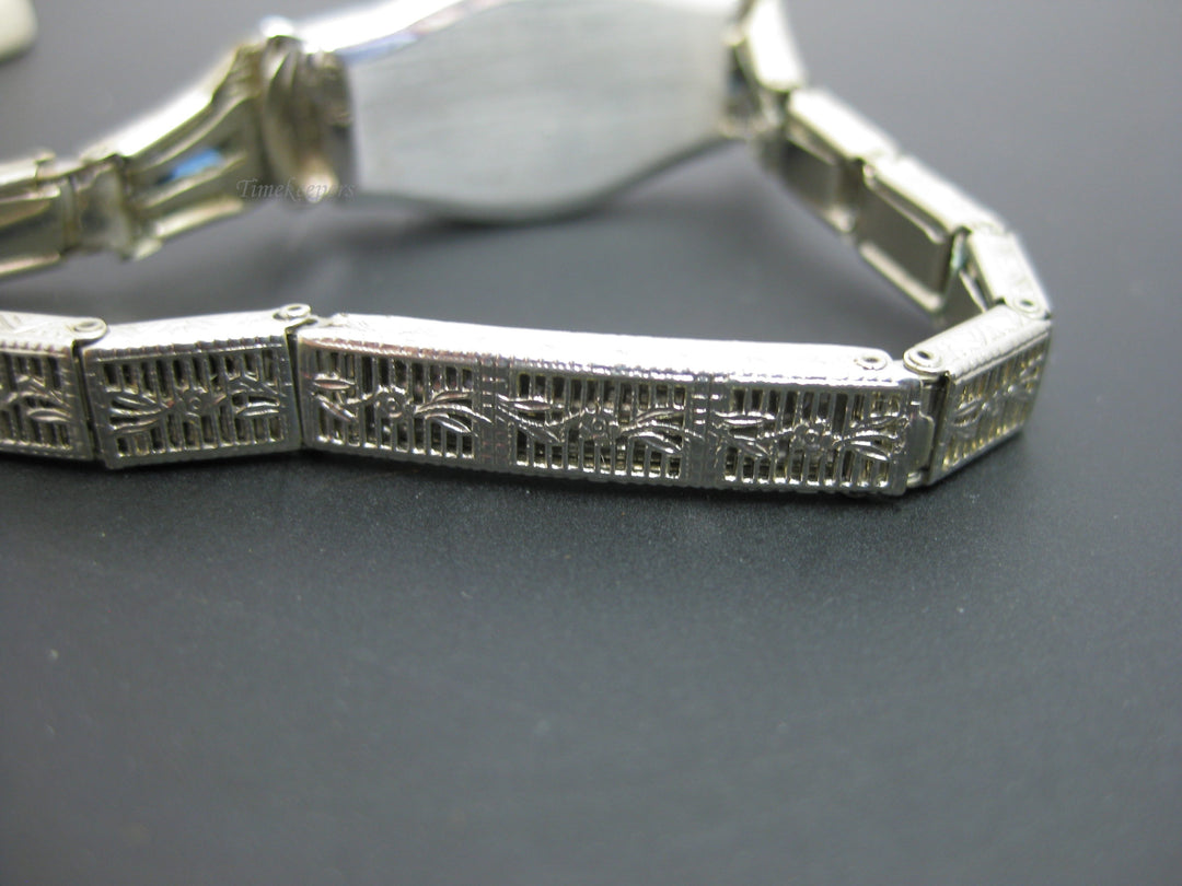 h506 Gorgeous Vintage 14k White Gold 1930s Vanburen Diamond &amp; Sapphire Watch