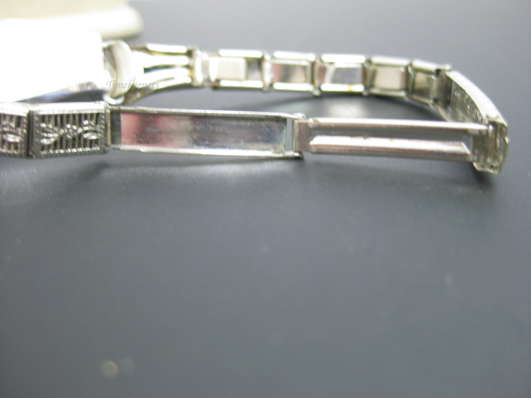 h506 Gorgeous Vintage 14k White Gold 1930s Vanburen Diamond &amp; Sapphire Watch