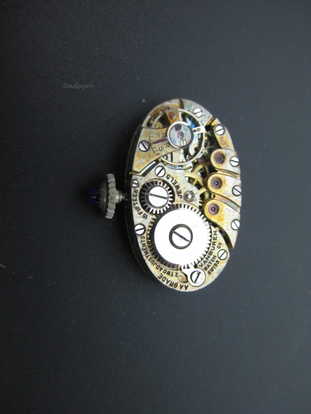 h506 Gorgeous Vintage 14k White Gold 1930s Vanburen Diamond &amp; Sapphire Watch