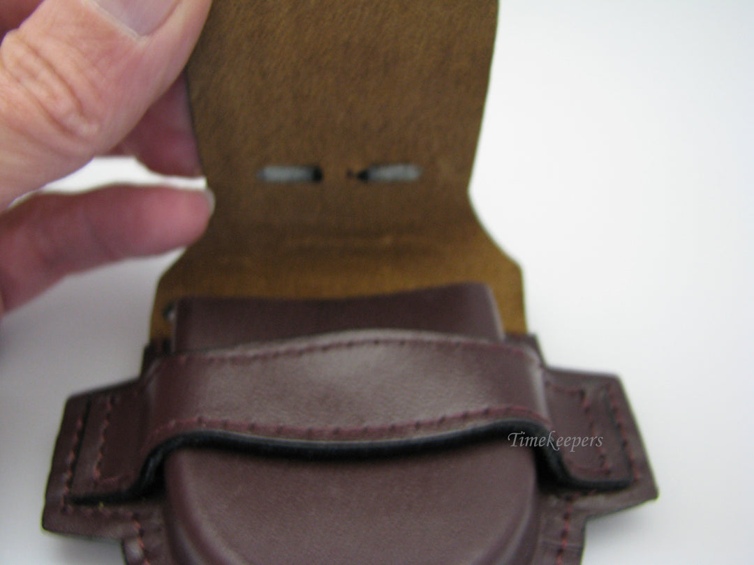c783 NEW Brown Leather Fold Closure Belt Pocket Watch Holder with Eagle