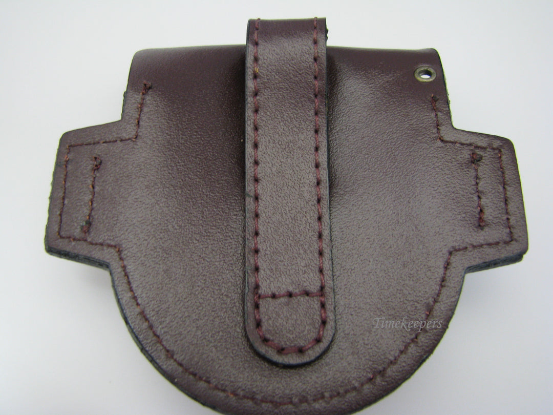 c783 NEW Brown Leather Fold Closure Belt Pocket Watch Holder with Eagle