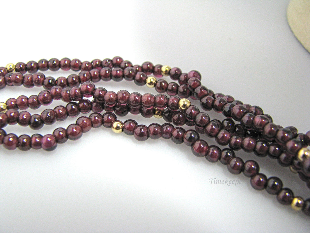 j281 Beautiful Vintage Garnet Bead 5 Strand Necklace with 14k Clasp &amp; Beads