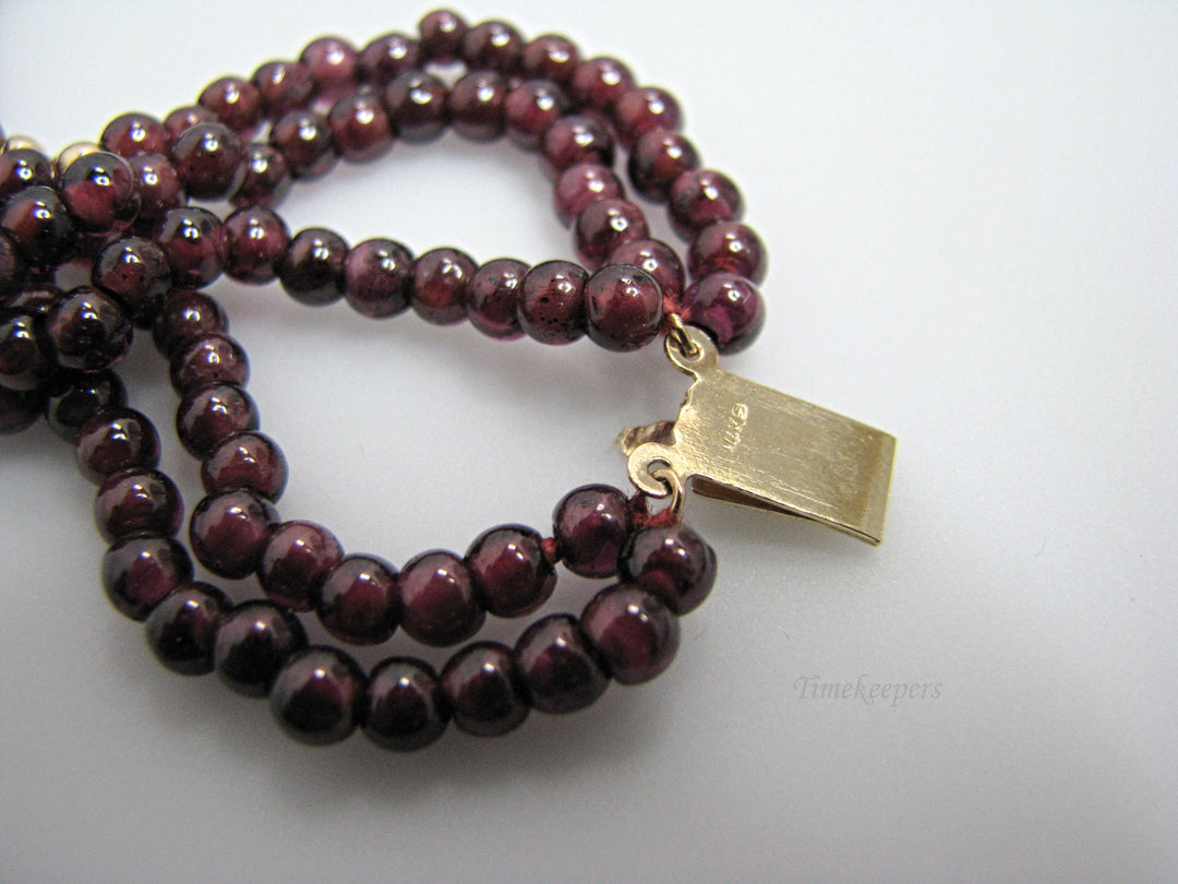j281 Beautiful Vintage Garnet Bead 5 Strand Necklace with 14k Clasp &amp; Beads