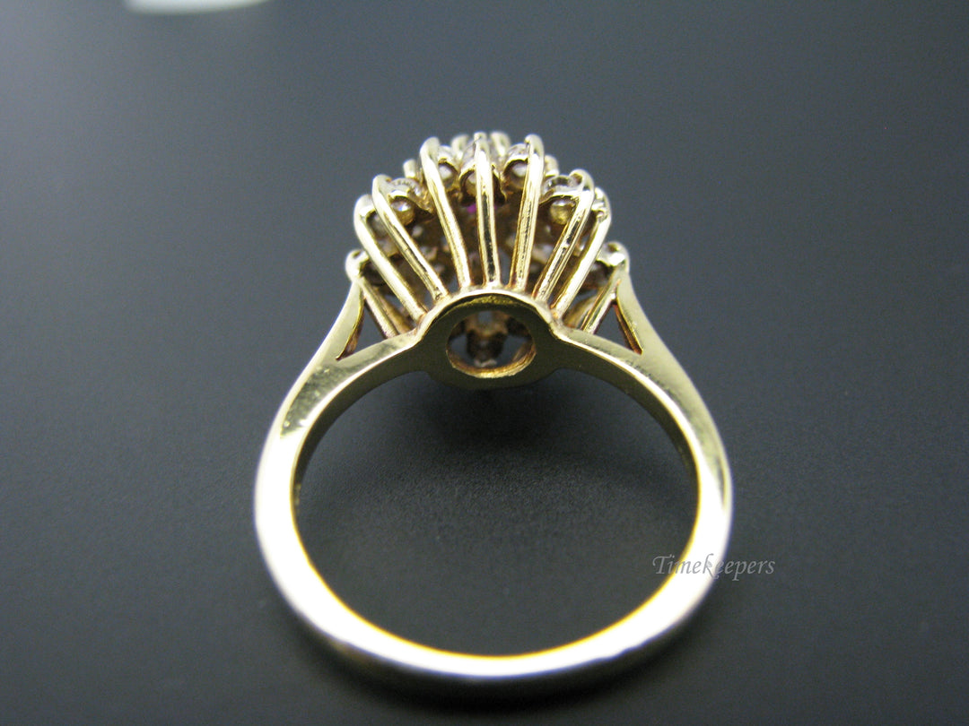 c807 Stunning Vintage Ring in 18k Yellow Gold with Center Ruby and Diamonds