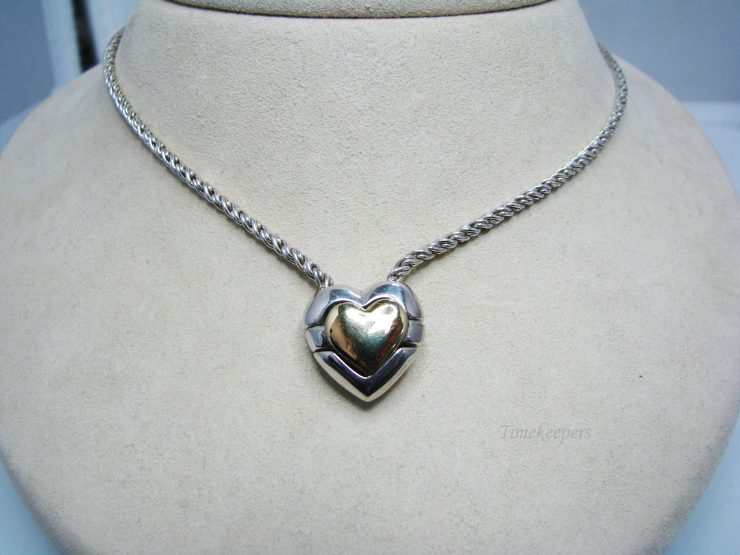b213 Stunning Sterling Silver &amp; 18kt Yellow Gold Tiffany &amp; Co. Heart Puzzle pendant &amp; necklace