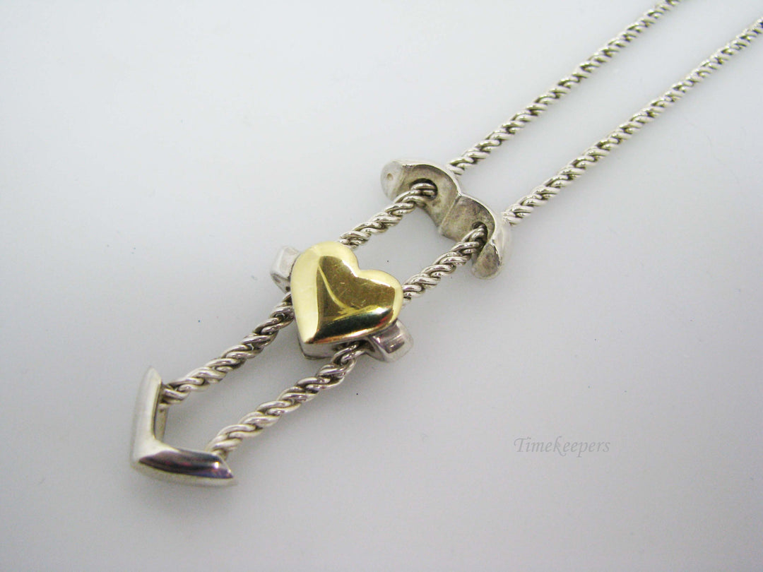 b213 Stunning Sterling Silver &amp; 18kt Yellow Gold Tiffany &amp; Co. Heart Puzzle pendant &amp; necklace