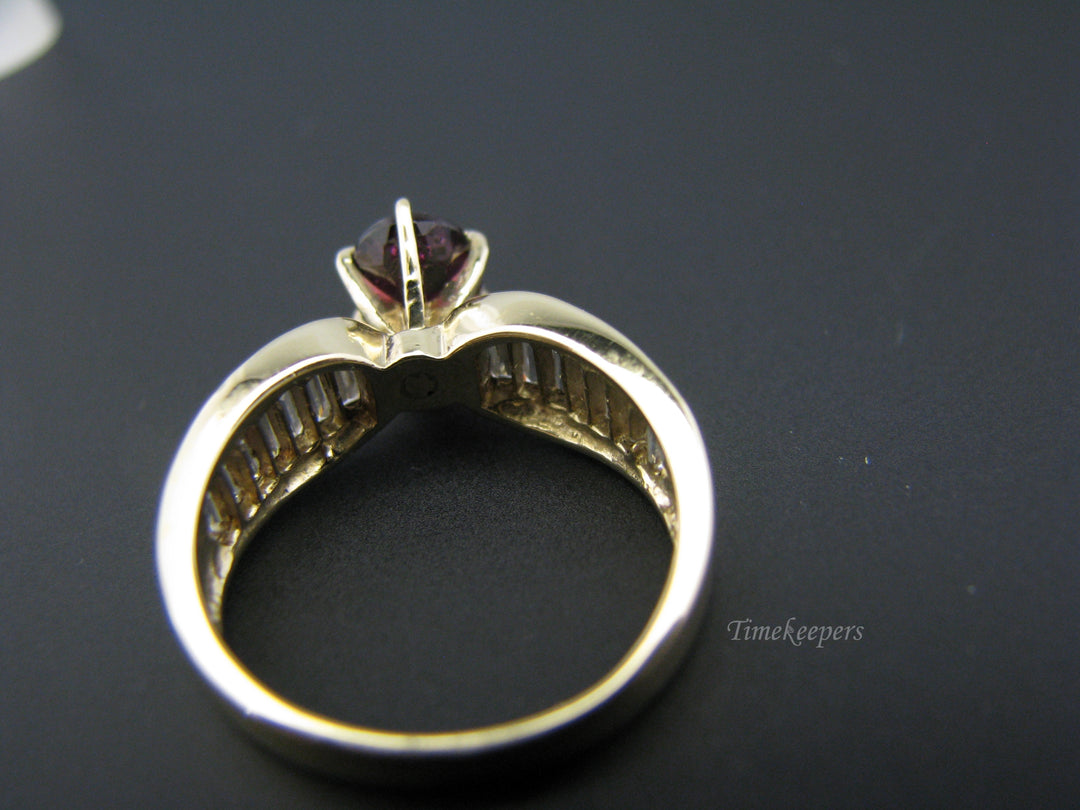 c810 Beautiful Ruby Ring in 14k Yellow Gold with CZ's down both sides