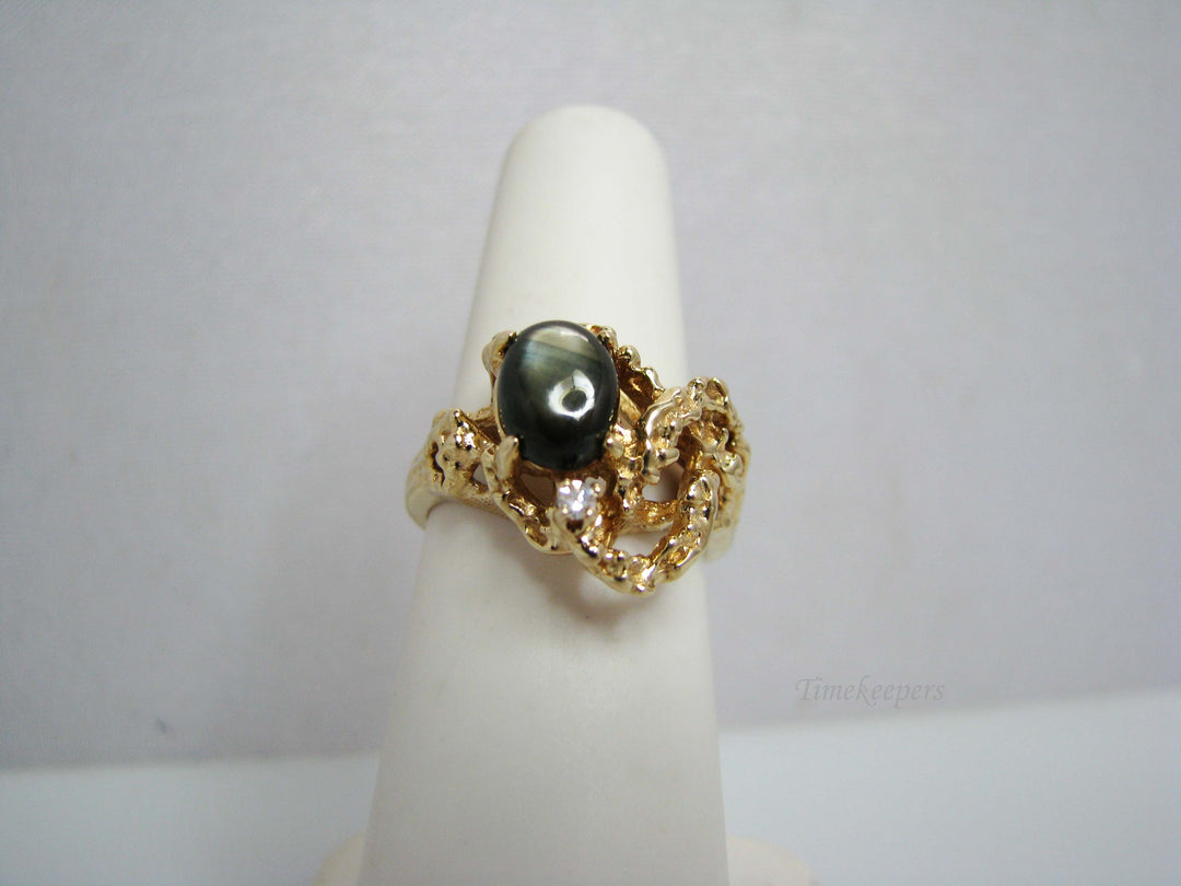 b225 Gorgeous 14kt Yellow Gold Black Star Sapphire Ring