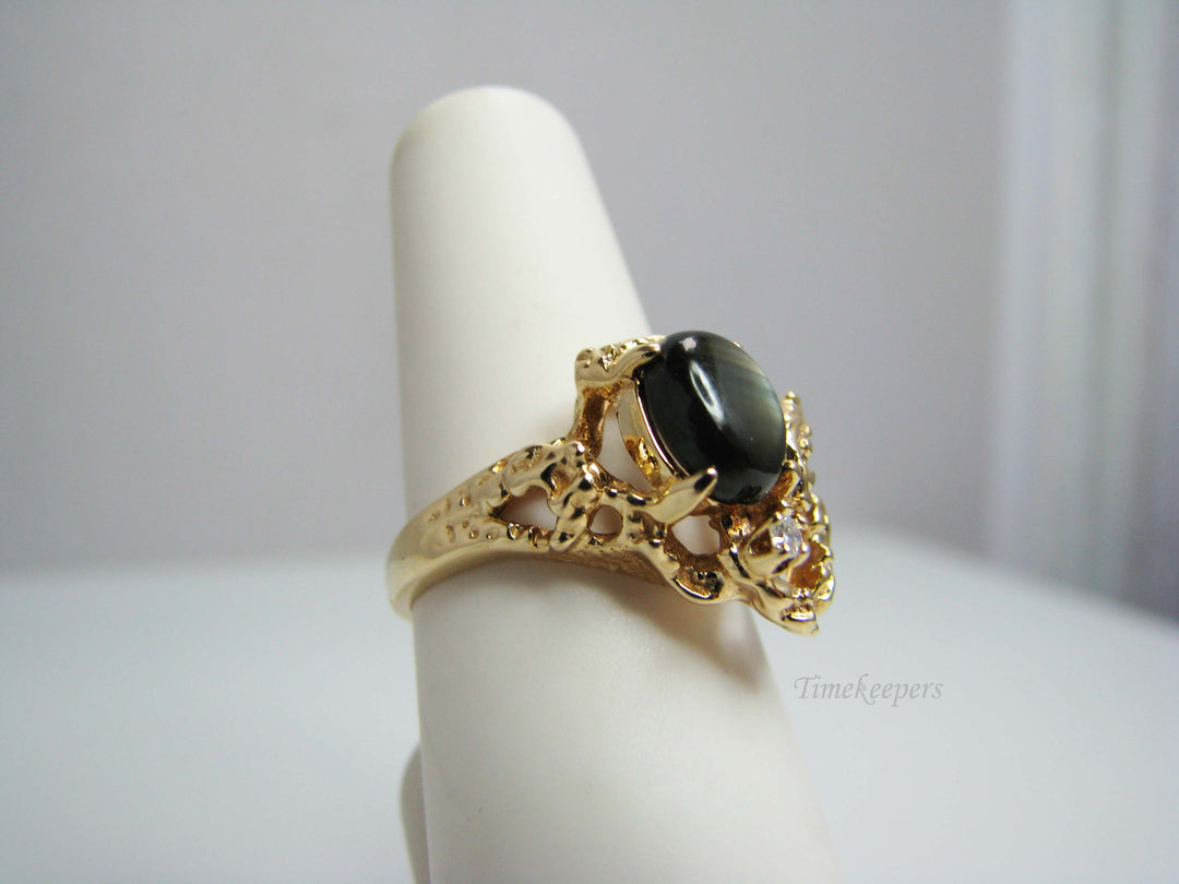 b225 Gorgeous 14kt Yellow Gold Black Star Sapphire Ring
