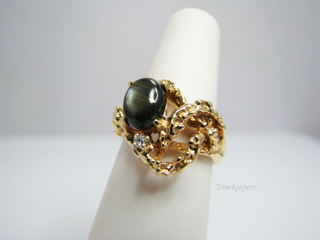 b225 Gorgeous 14kt Yellow Gold Black Star Sapphire Ring