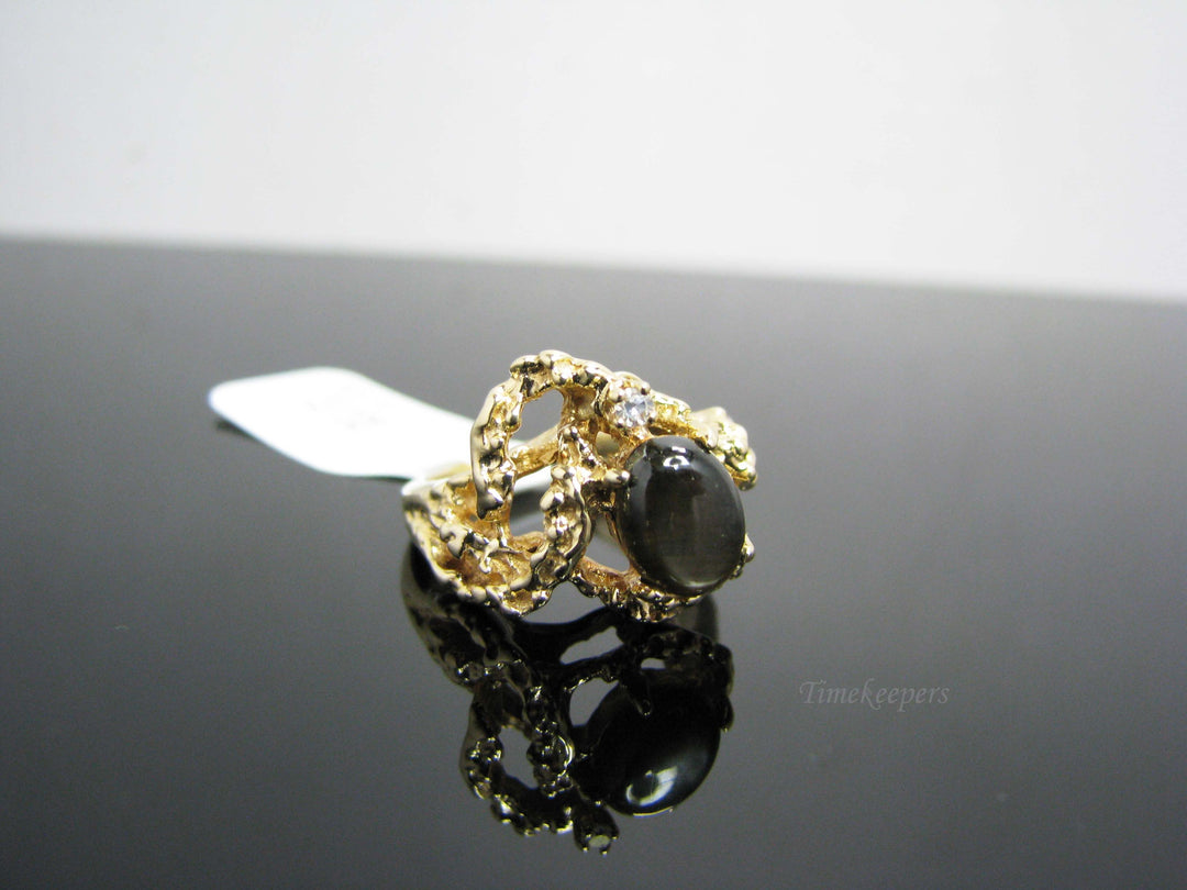 b225 Gorgeous 14kt Yellow Gold Black Star Sapphire Ring