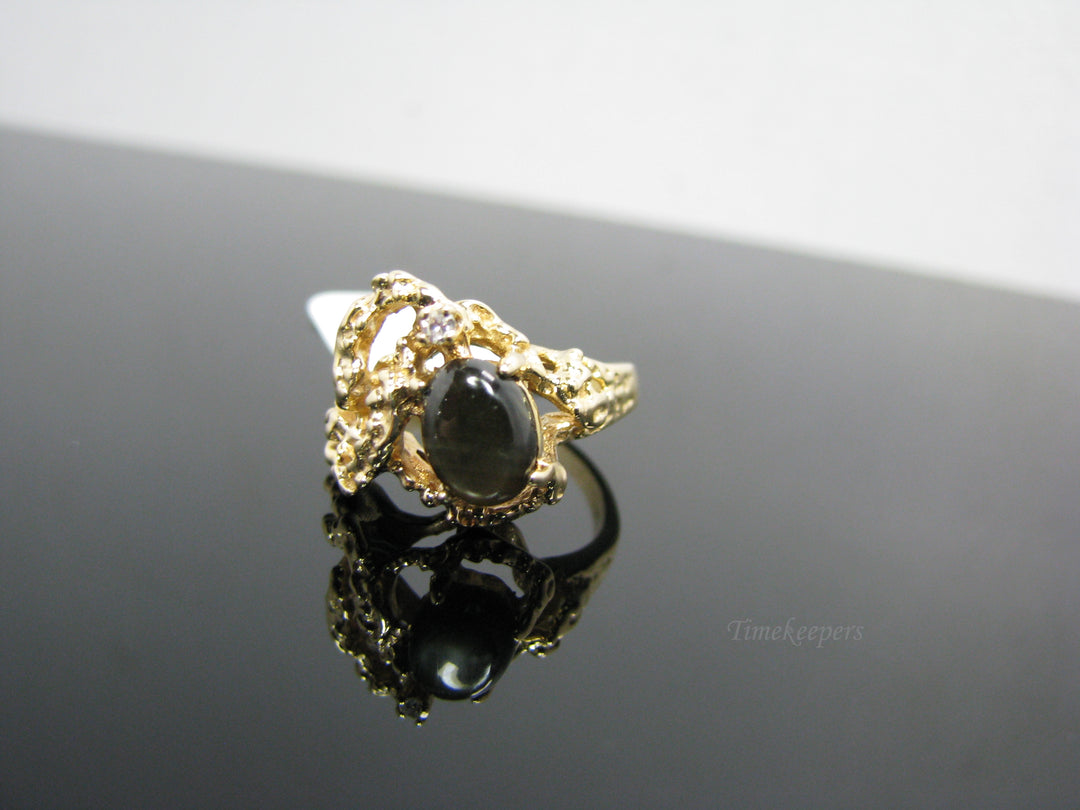 b225 Gorgeous 14kt Yellow Gold Black Star Sapphire Ring