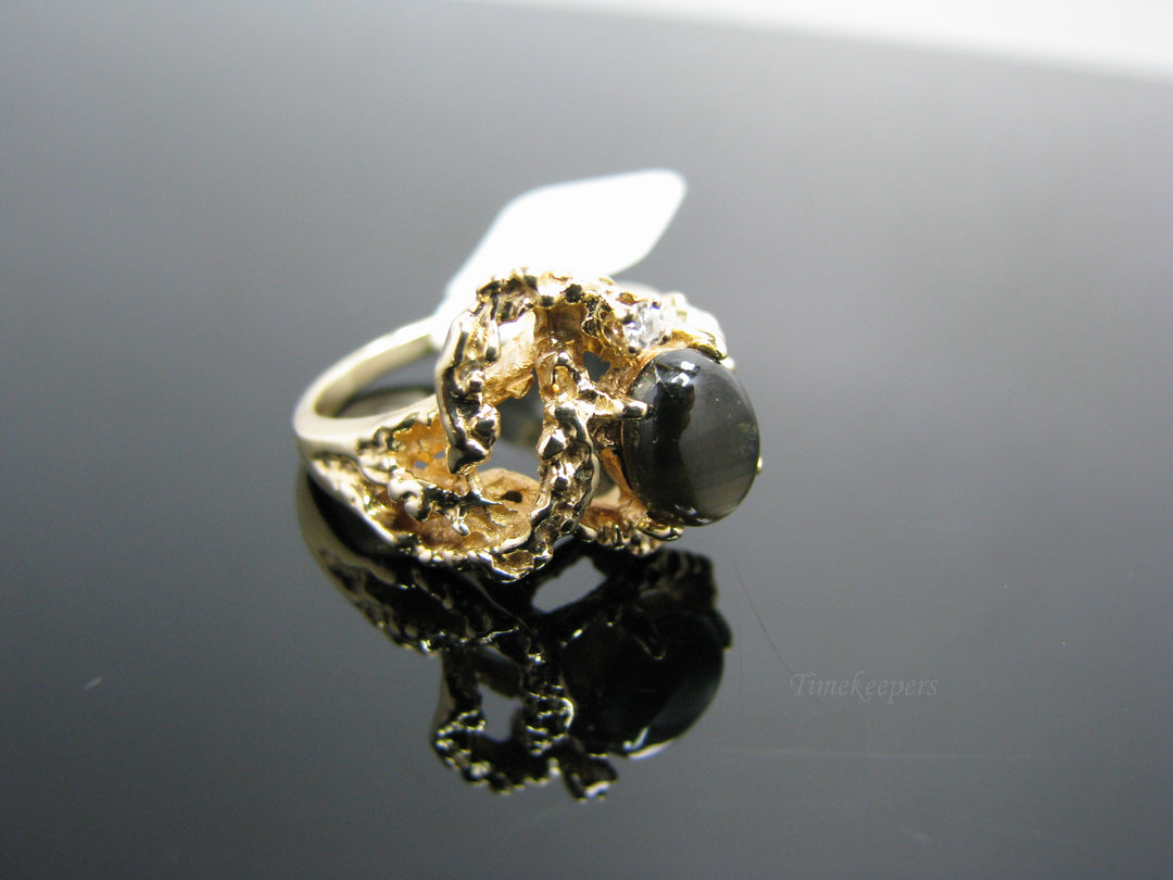b225 Gorgeous 14kt Yellow Gold Black Star Sapphire Ring
