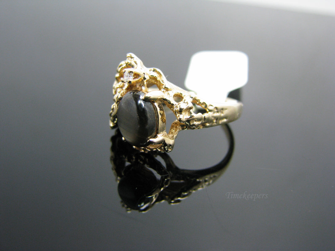 b225 Gorgeous 14kt Yellow Gold Black Star Sapphire Ring
