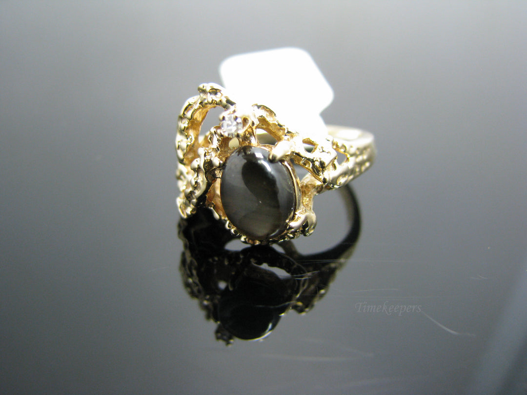 b225 Gorgeous 14kt Yellow Gold Black Star Sapphire Ring