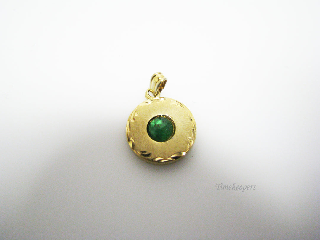 c835 Vintage LaMode Pendant / Charm with Green Stone in 12k Gold Filled