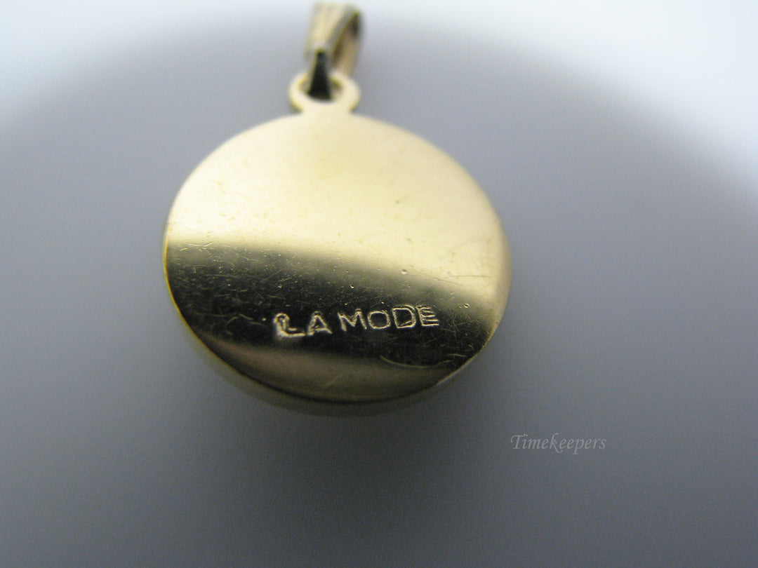 c835 Vintage LaMode Pendant / Charm with Green Stone in 12k Gold Filled