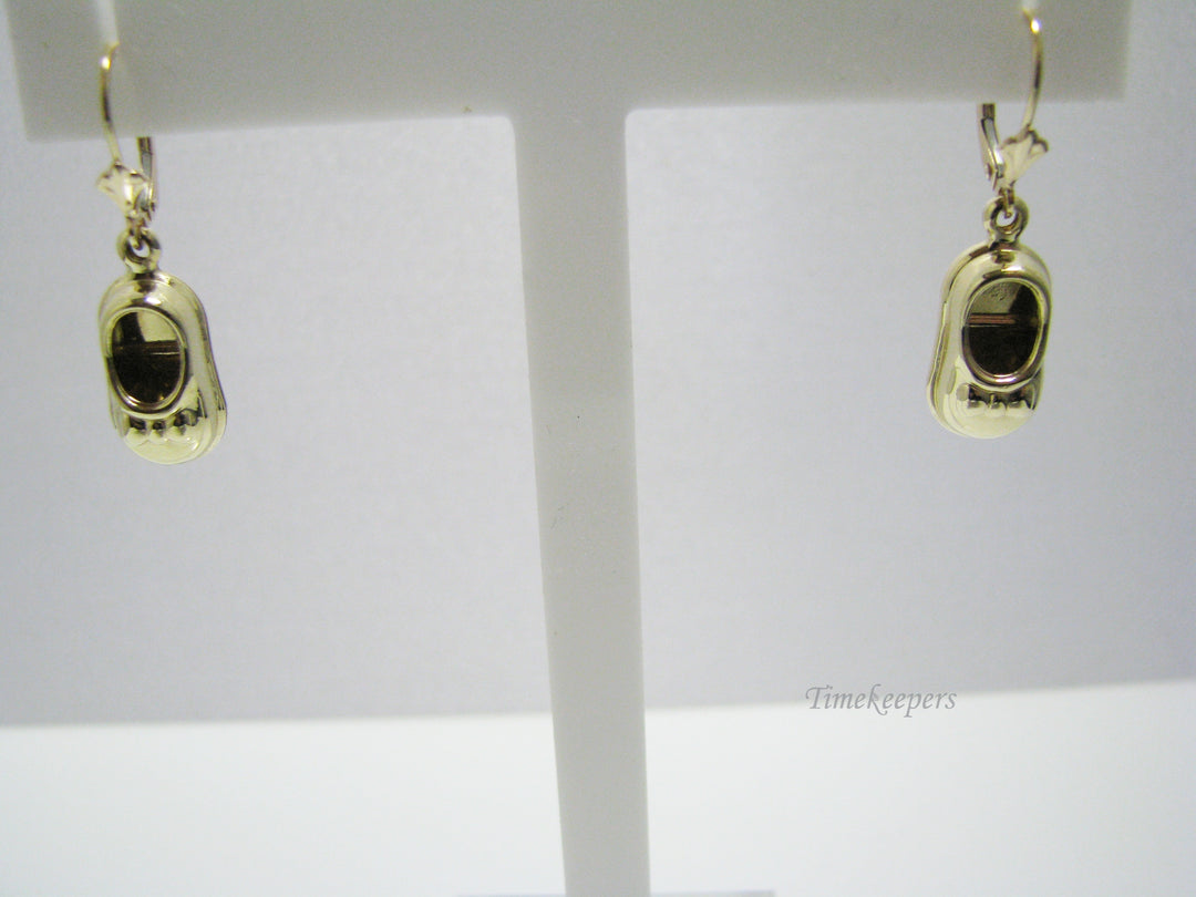 c881 Pretty Little Shoe 14k Yellow Gold Dangle Earrings