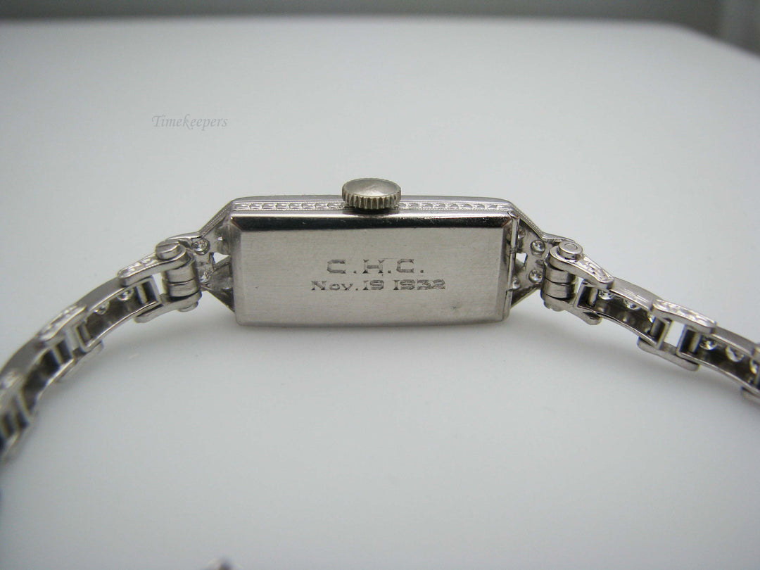 b272 Gorgeous Vintage Platinum Bulova Diamond watch