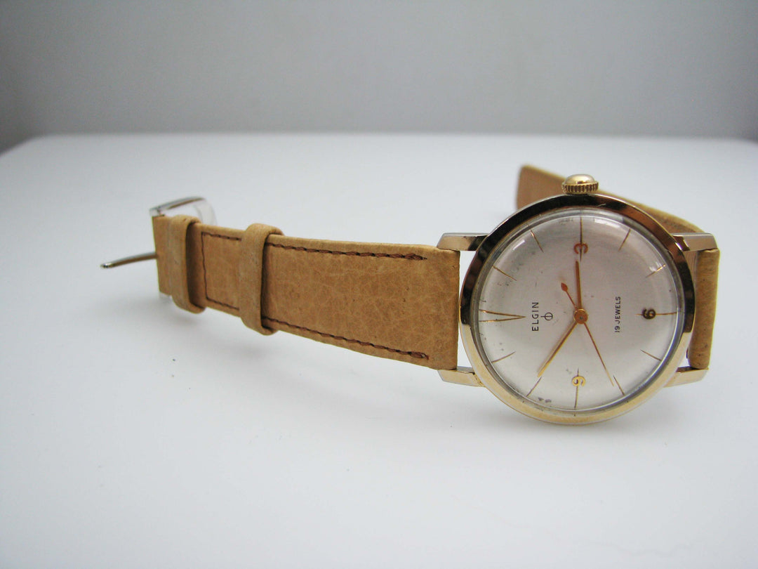 f047 Vintage Elgin Durapower Waterproof 19 Jewels Mechanical Men's Wrist Watch