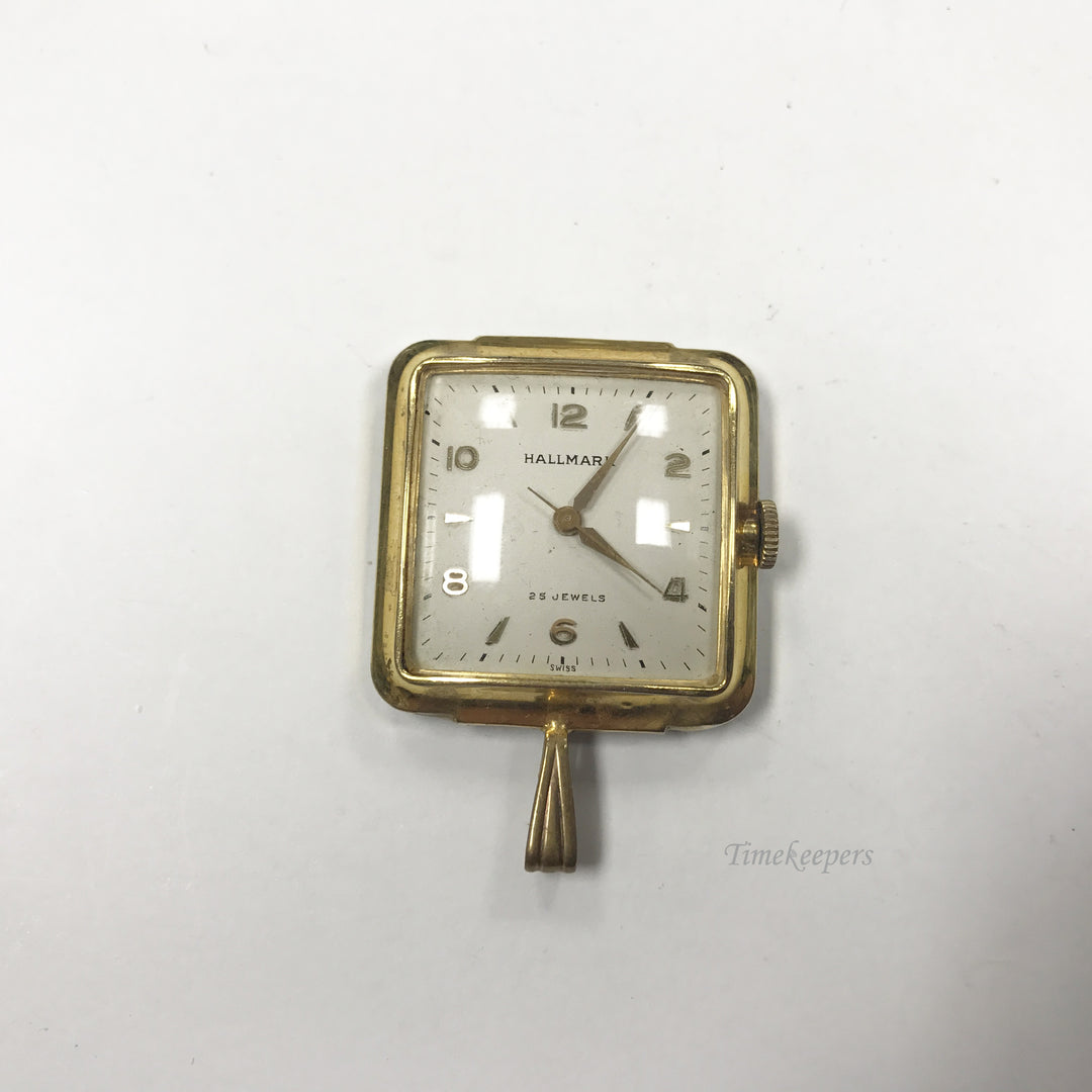 c748 Unique Square Hallmark - 25 Jewel Pendant Watch