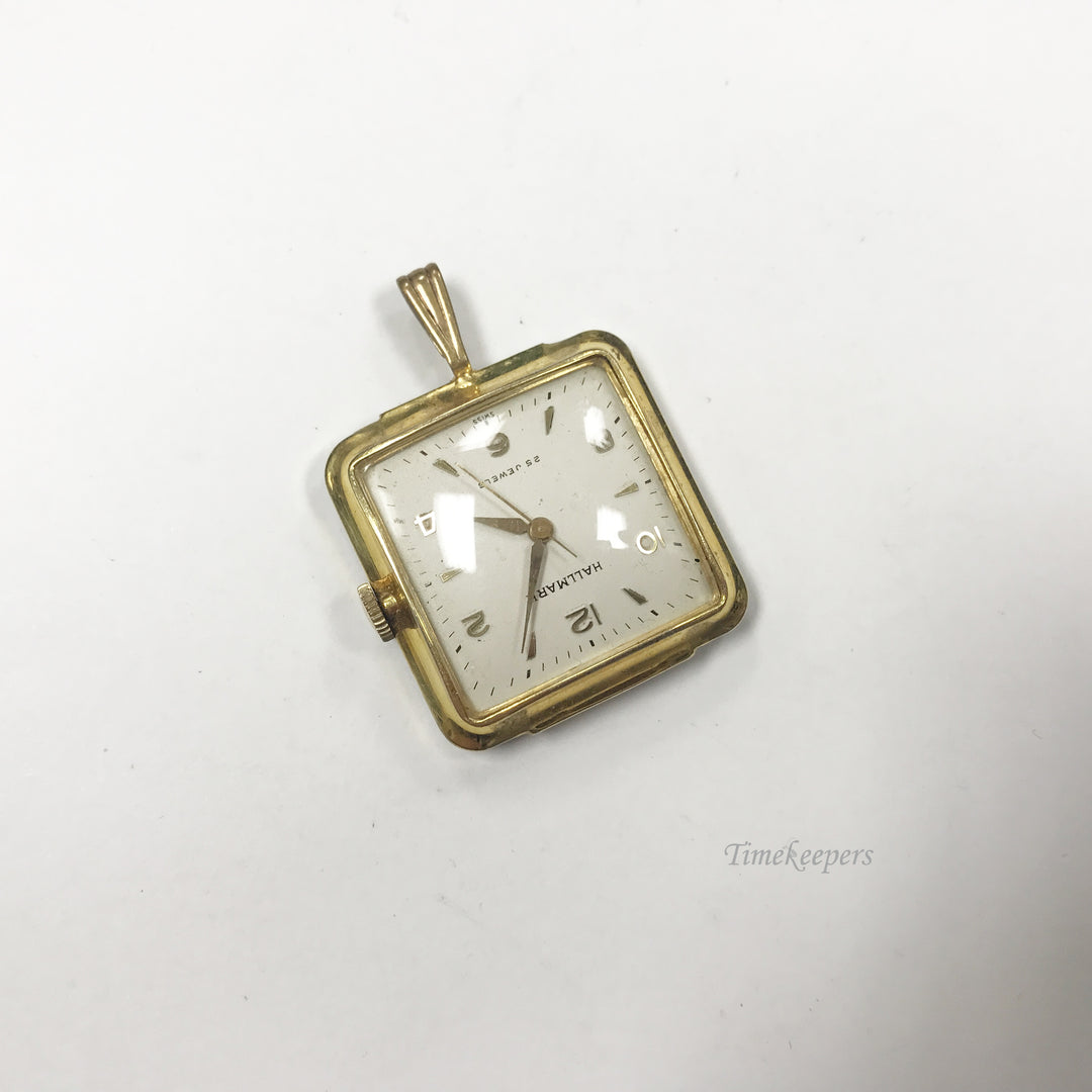c748 Unique Square Hallmark - 25 Jewel Pendant Watch