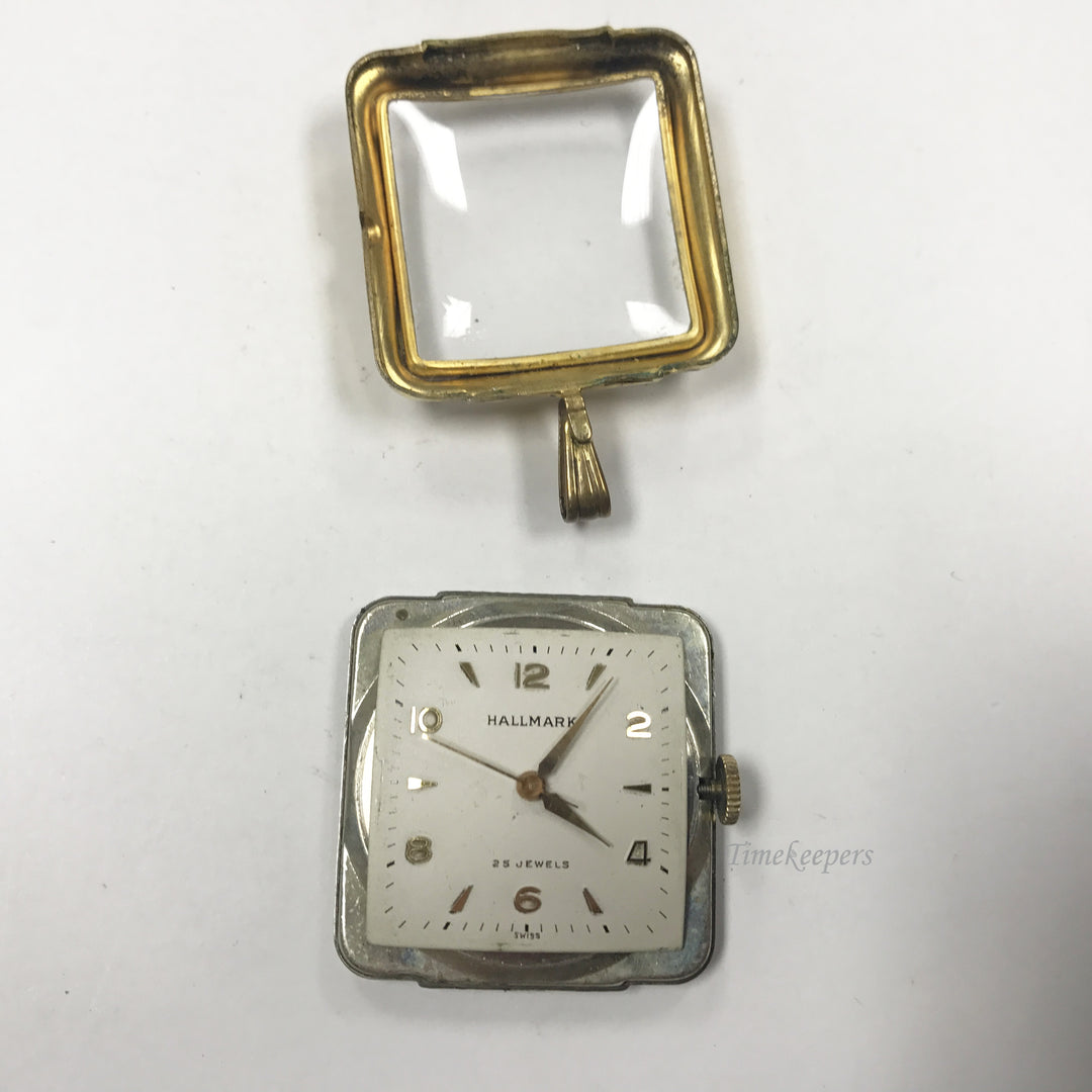 c748 Unique Square Hallmark - 25 Jewel Pendant Watch