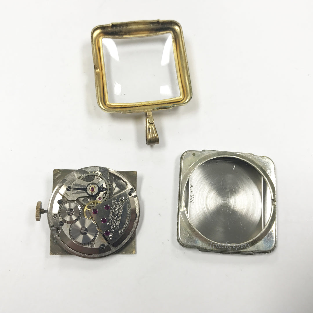 c748 Unique Square Hallmark - 25 Jewel Pendant Watch