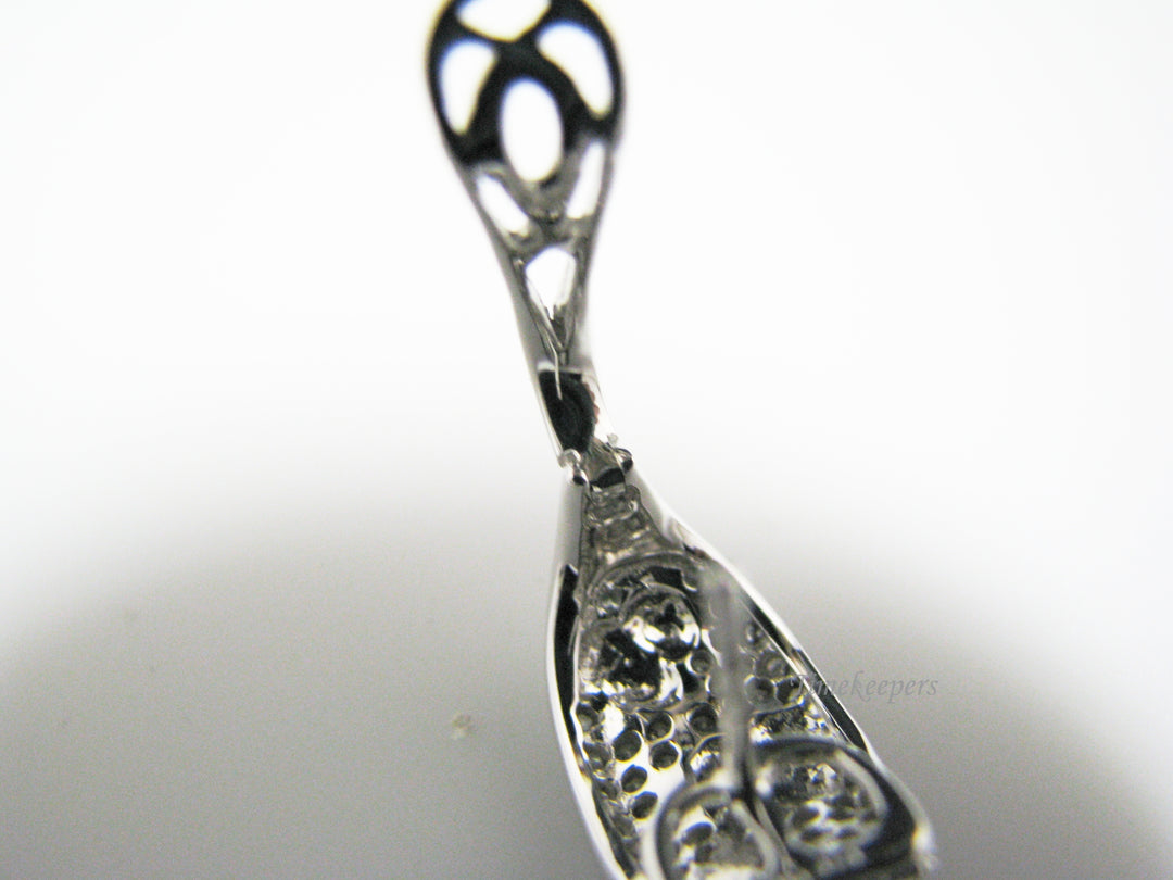 c907 Gorgeous 14k White Gold Pierced Earrings with Diamonds