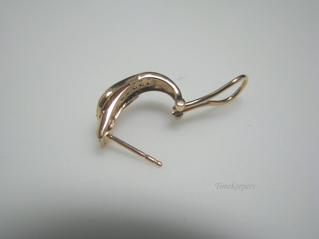 H034 Stunning 14k Rose Gold White and Black Diamonds Buckle Earrings