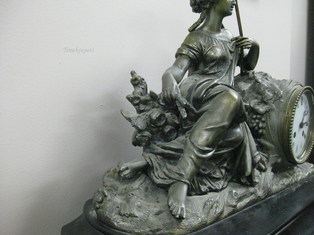 G183 1800s French Marble Base Statue Clock