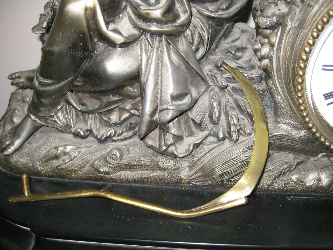 G183 1800s French Marble Base Statue Clock