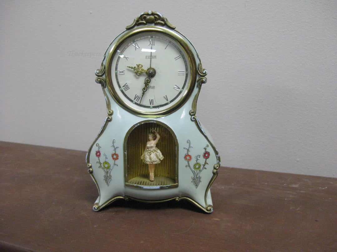 g193 1980s Peter Musical Dancing Girl Alarm Clock ( As Is No Guarantes)